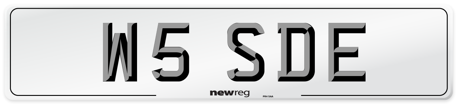 W5 SDE Number Plate from New Reg